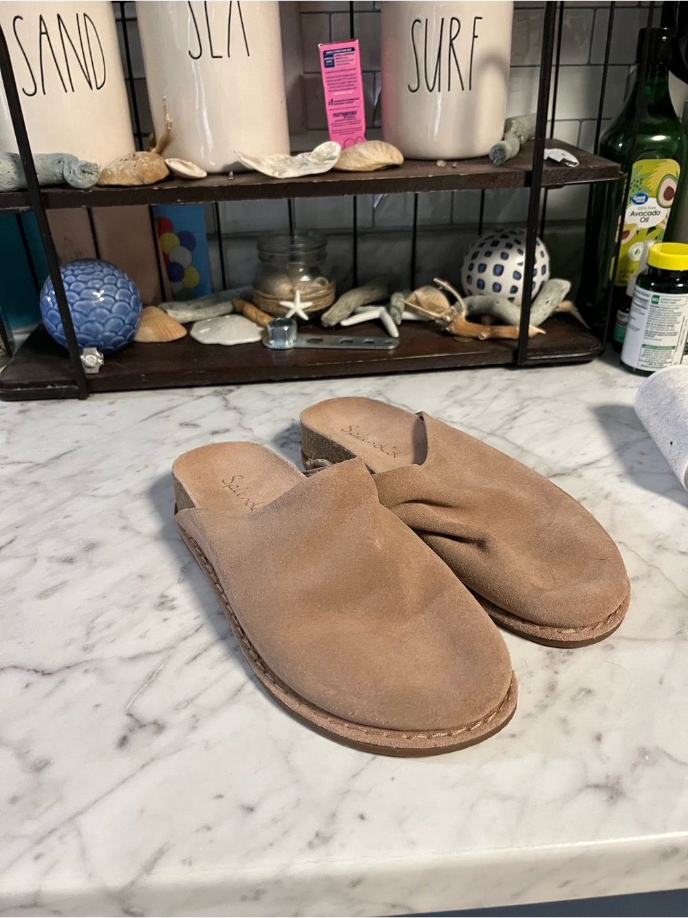 Splendid Women's Suede Slide Mules in Tan size 8 NWOT